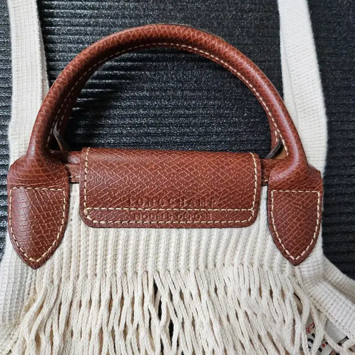 [BUNJANG] Longchamp Le Pliage Fil Knit Net Top Handle Bag Ivory / 롱샴 필레 르 플리아쥬 네트백 아이보리, 그물백