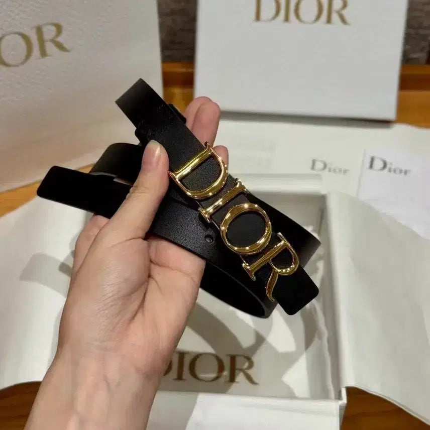 [BUNJANG] Dior Logo Buckle Black Belt 85 (2.0cm) / 디올 로고 알파벳 버클 여성 블랙 벨트 85 (폭 2.0cm)