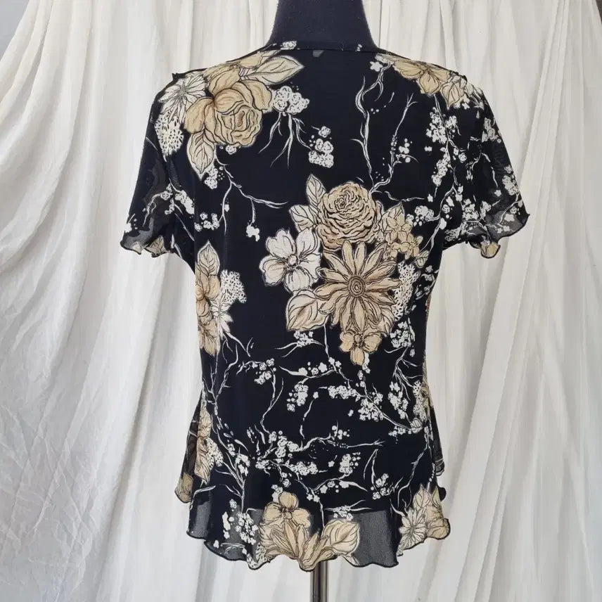 [BUNJANG] Made in Korea Flower Sheer Chiffon Blouse / 국내제작 플라워 시스루 쉬폰 블라우스