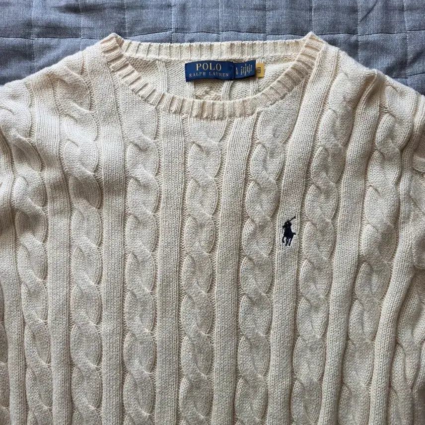 [BUNJANG] Polo Ralph Lauren Cable Knit Sweater Ivory L / 폴로 랄프로렌 케이블 니트 아이보리 L 정품