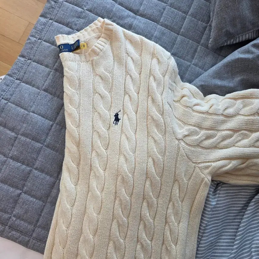 [BUNJANG] Polo Ralph Lauren Cable Knit Sweater Ivory L / 폴로 랄프로렌 케이블 니트 아이보리 L 정품
