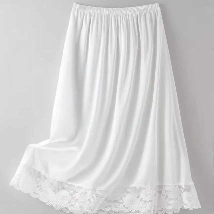 [BUNJANG] White Lace Long Slip Layered Skirt / 화이트 레이스 롱 슬립 레이어드 치마