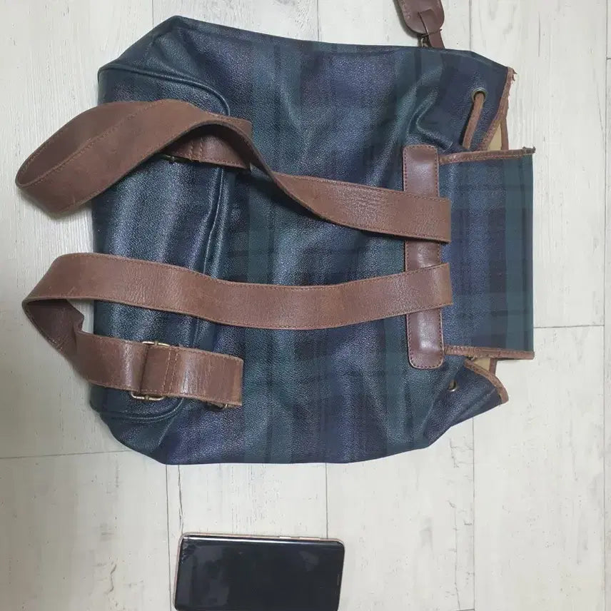 [BUNJANG] Polo Ralph Lauren Check Backpack &amp; Pouch Set / 폴로 랄프로렌 체크 백팩 파우치 세트