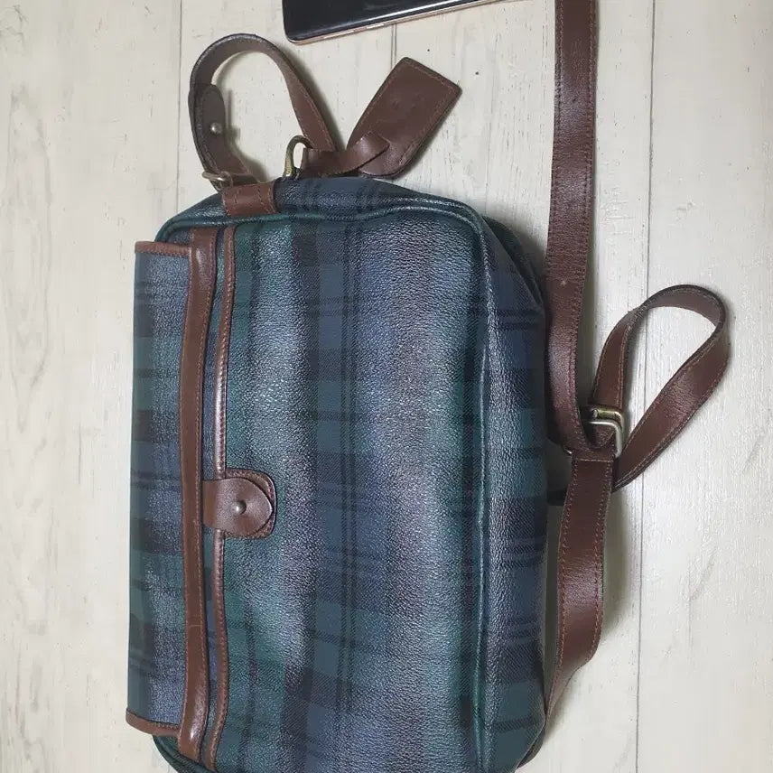 [BUNJANG] Polo Green Check Crossbody Bag / 폴로 그린 체크 크로스백