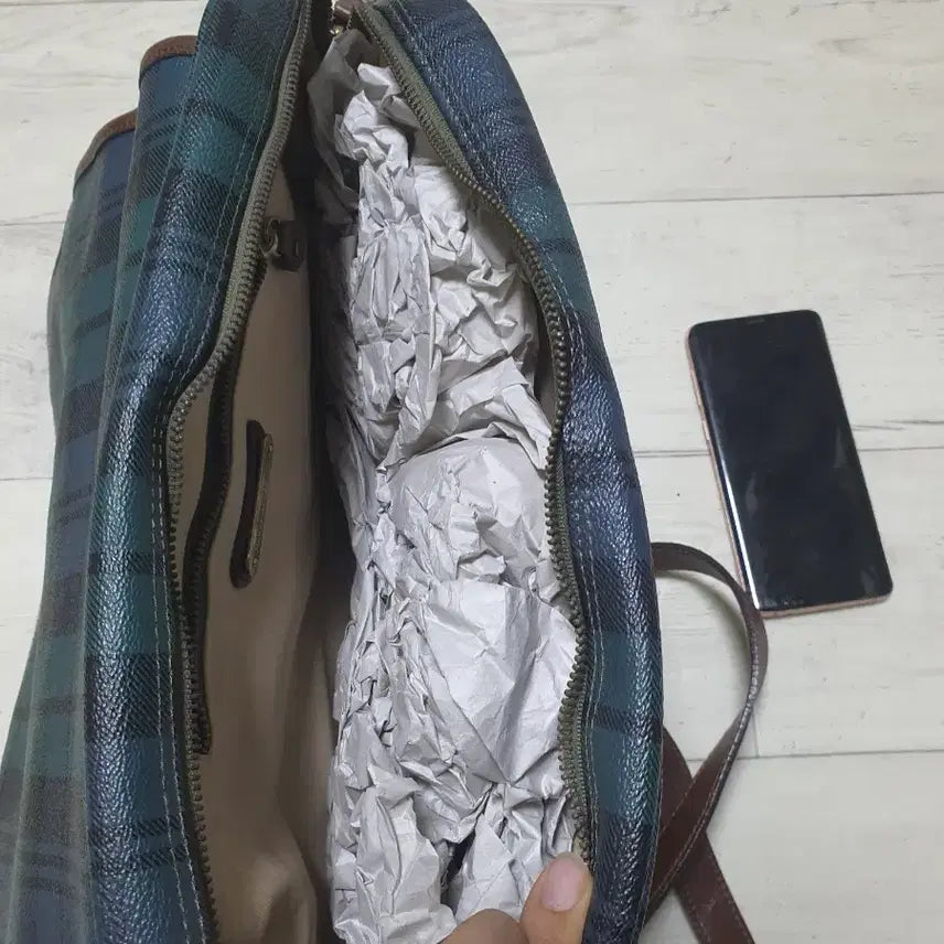 [BUNJANG] Polo Green Check Crossbody Bag / 폴로 그린 체크 크로스백