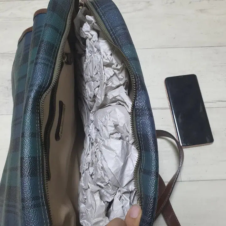 [BUNJANG] Polo Green Check Crossbody Bag / 폴로 그린 체크 크로스백