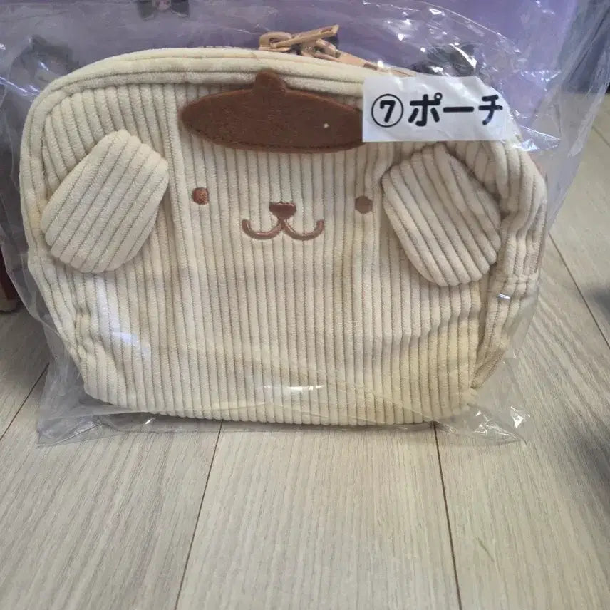 [BUNJANG] Sanrio Pompompurin Corduroy Pouch Atari Kuji Happy Dan V / 미개봉) 폼폼푸린 골덴 파우치 아타리쿠지 해피단브이
