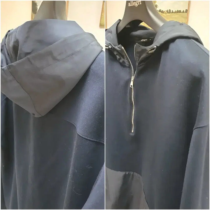 [BUNJANG] Allegri Half-Zip Hoodie Anorak Navy M / 알레그리 하프후드 집업 아노락 판매해요