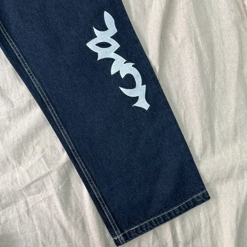 [BUNJANG] Weekenders Embroidered Dark Wash Denim Pants L / 위캔더스 자수 진청 데님팬츠 L