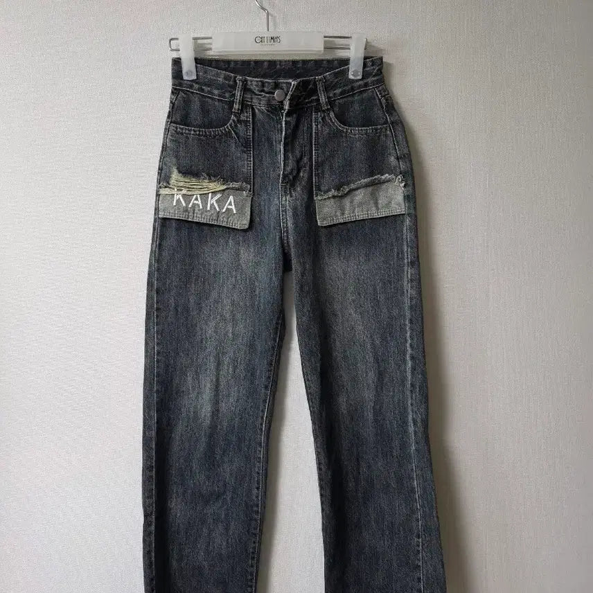 [BUNJANG] KAKA Denim Washed Slacks Jeans (25 inch Waist) / KAKA 데님 워싱 슬렉스  청바지  허리 25인치