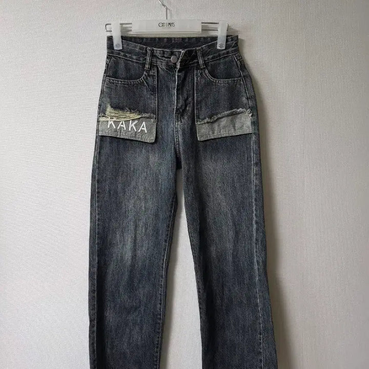[BUNJANG] KAKA Denim Washed Slacks Jeans (25 inch Waist) / KAKA 데님 워싱 슬렉스  청바지  허리 25인치