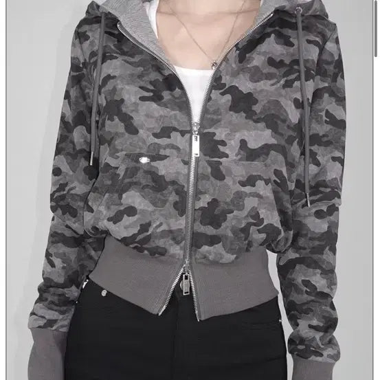 [BUNJANG] Pale J (Pale J) Camo Waffle Hooded Zip-Up Charcoal / [페일제이드] Camo Waffle Hooded Zip-Up 차콜 1