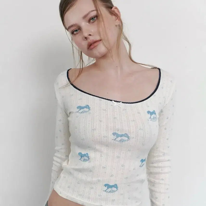 [BUNJANG] Please No Follow Pony Flower Lace Long Sleeve Top / 플리즈노팔로우 Pony Flower Lace Long Sleeve Top