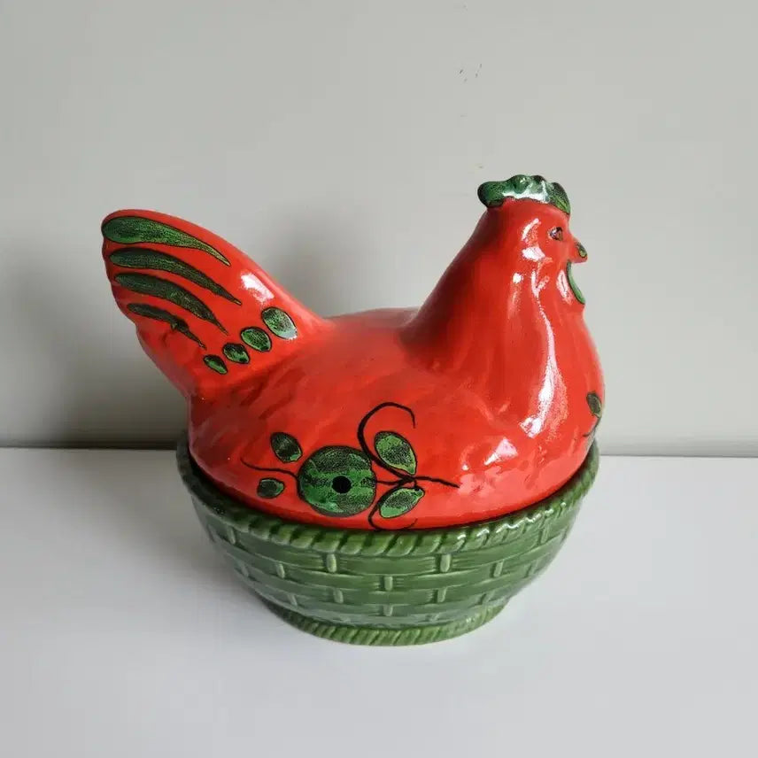 [BUNJANG] Villeroy &amp; Boch Vintage Hand-Painted Chicken Ceramic Basket / 독일 Villeroy &amp; boch 빈티지 핸드페인팅 닭 도자기 바구니