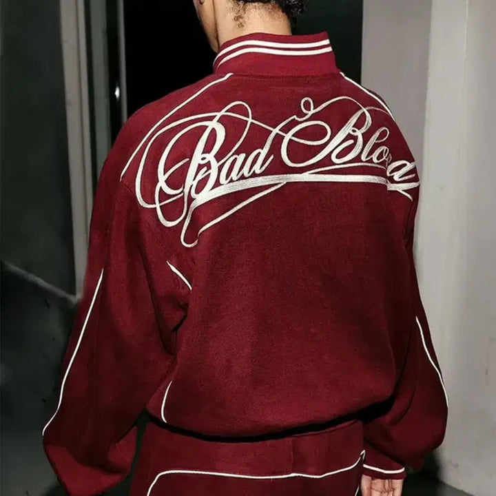 [BUNJANG] Bad Blood Dark Classic Knit Track Jacket - Black, White / 배드블러드 Bad Blood 다크 클래식 니트 트랙 자켓 (새상품) L사