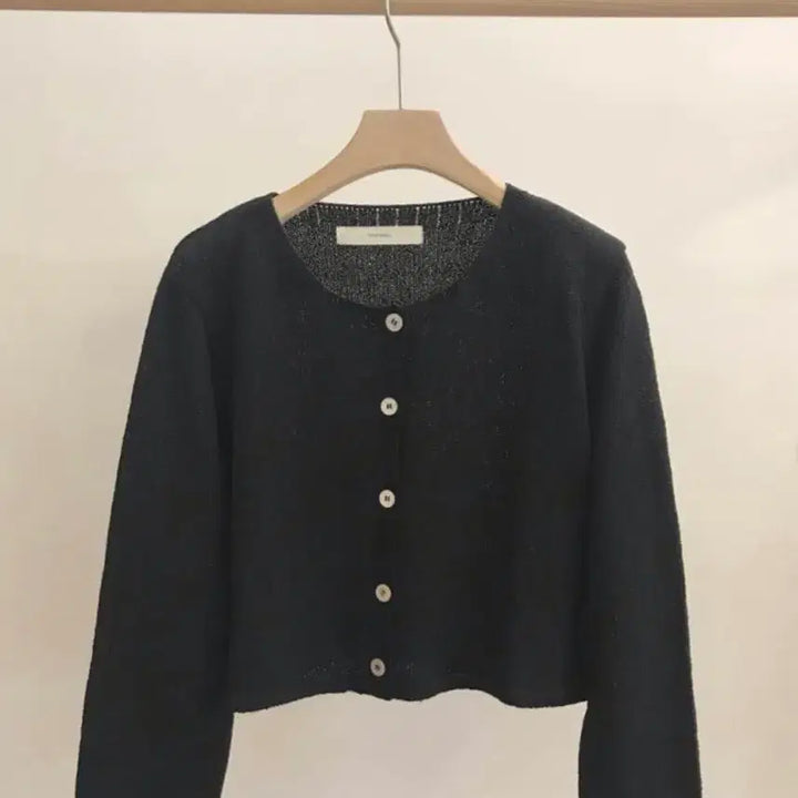 [BUNJANG] Vegetable Amelie Crop Cardigan Black / (새상품,블랙) 베지터블 아멜리 크롭 가디건