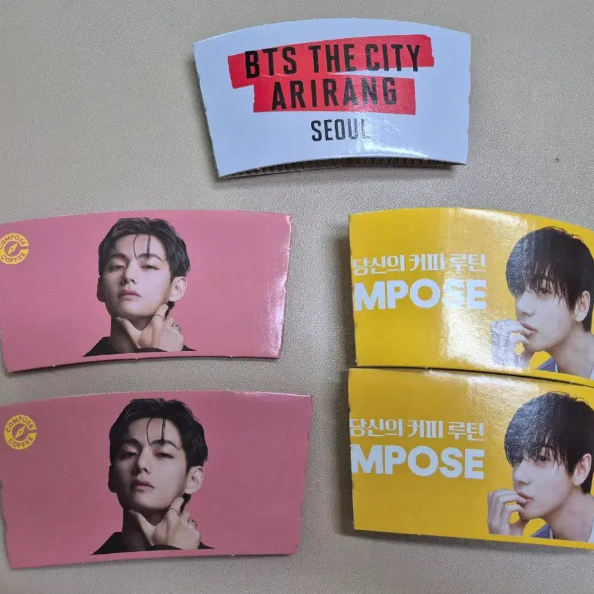 [BUNJANG] BTS V COMPOSE Coffee Cup Holder Bundle Set / BTS 더 시티 &amp; 뷔 COMPOSE 커피컵홀더 일괄