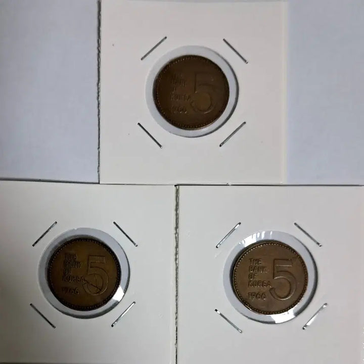 [BUNJANG] 1966 5 Won Coins - Bundle Set (3 coins) / 1966년5원 사용제 3개 일괄
