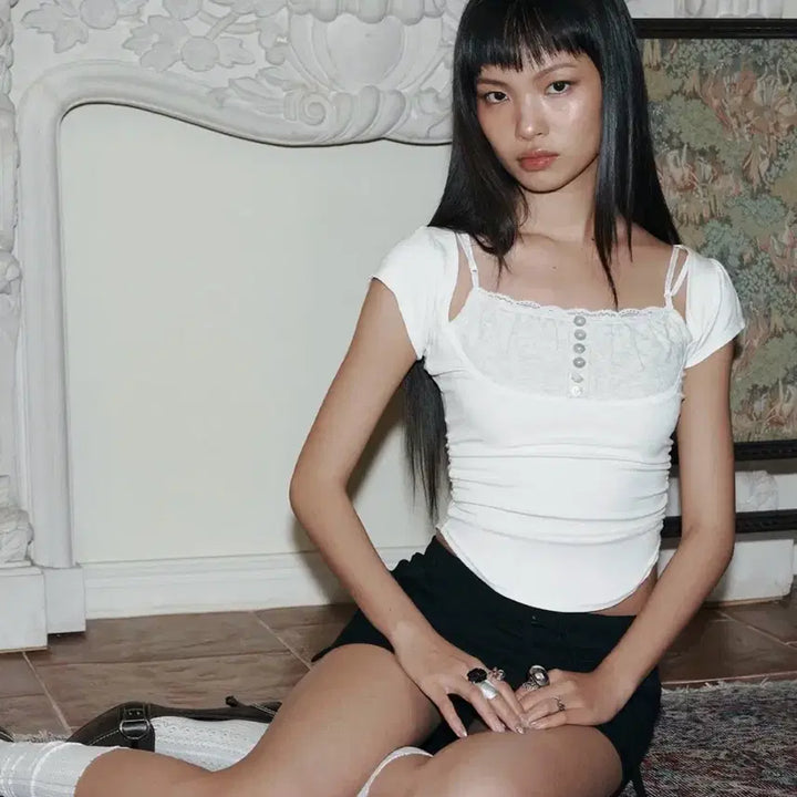 [SOLD OUT] 플리즈노팔로우 Katie Button Baby Top (Cream)
