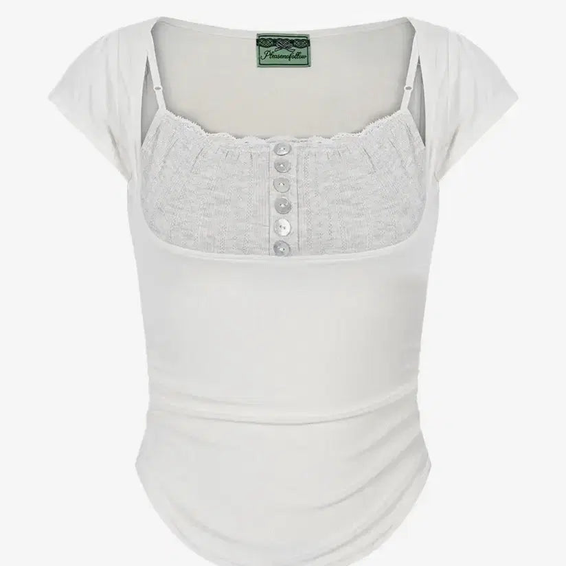 [SOLD OUT] 플리즈노팔로우 Katie Button Baby Top (Cream)