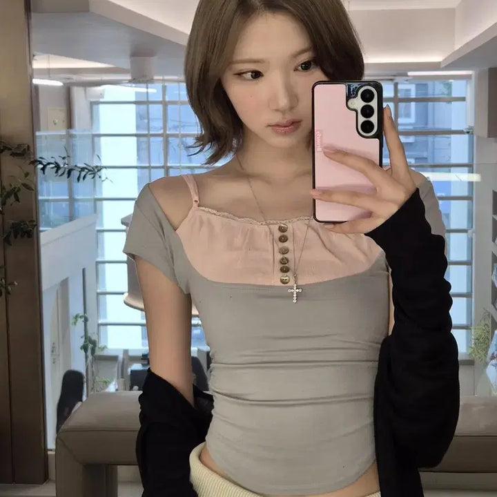 [SOLD OUT] 플리즈노팔로우 Katie Button Baby Top (Cream)