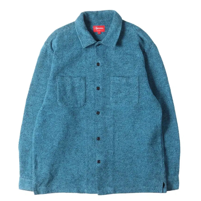 [BUNJANG] Supreme Brushed Flannel Twill Shirt Blue 22FW / Supreme 슈프림 브러쉬드 플란넬 트윌 셔츠 블루 - 22FW