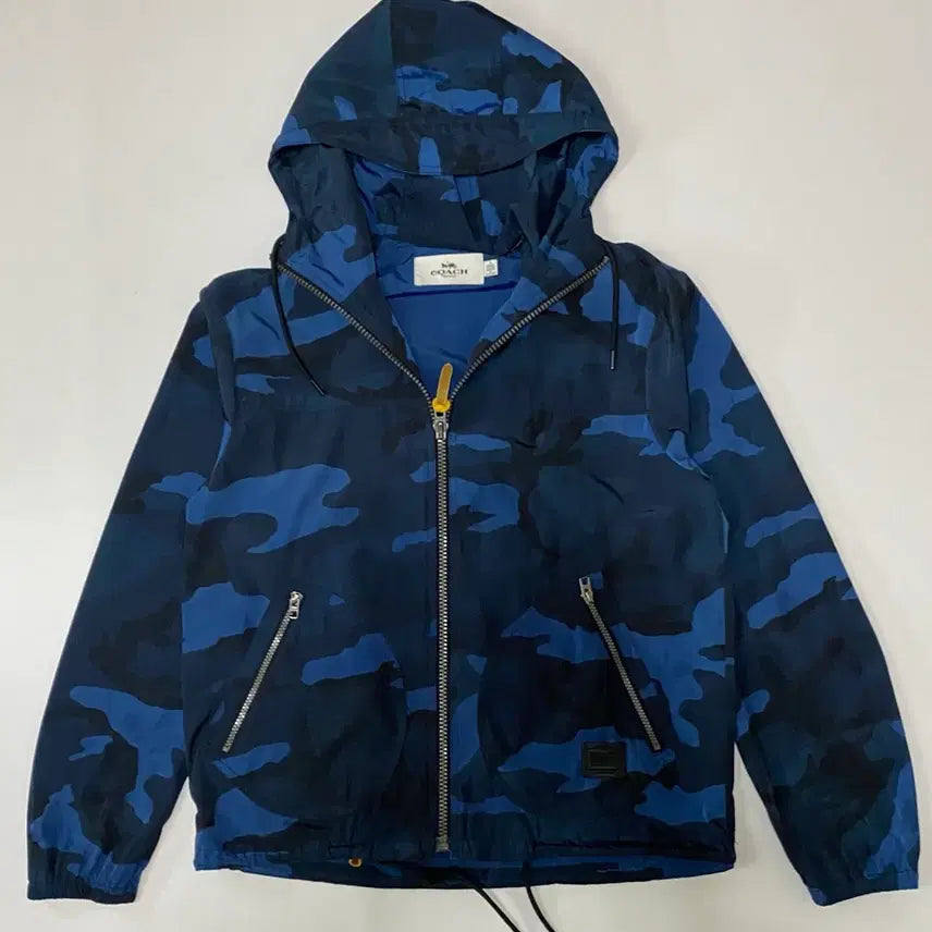 [BUNJANG] Coach Blue Camo Hooded Windbreaker Jacket / 코치 블루 카모 후드 바람막이