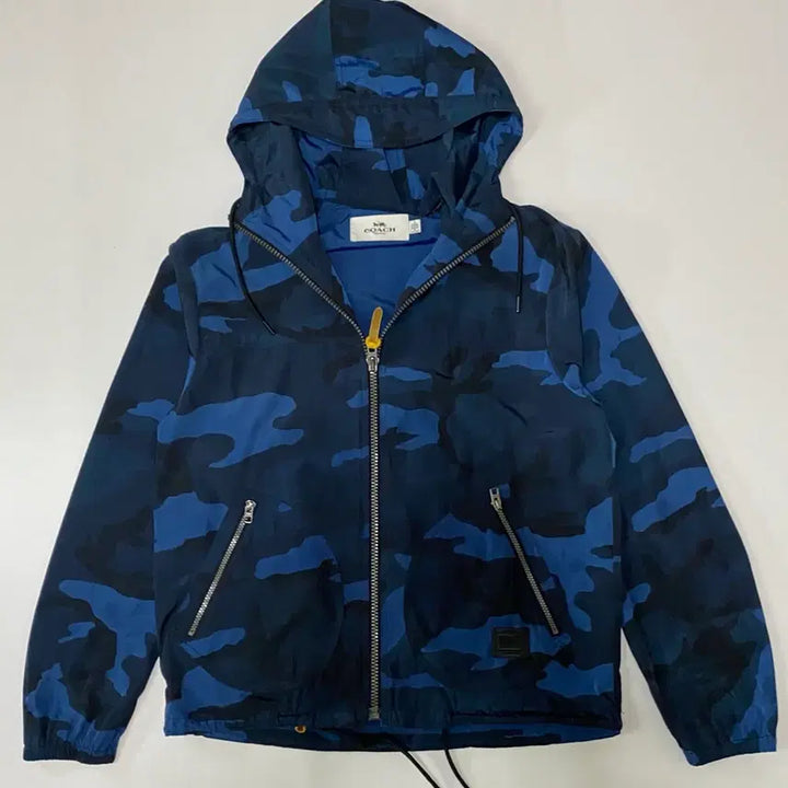 [BUNJANG] Coach Blue Camo Hooded Windbreaker Jacket / 코치 블루 카모 후드 바람막이