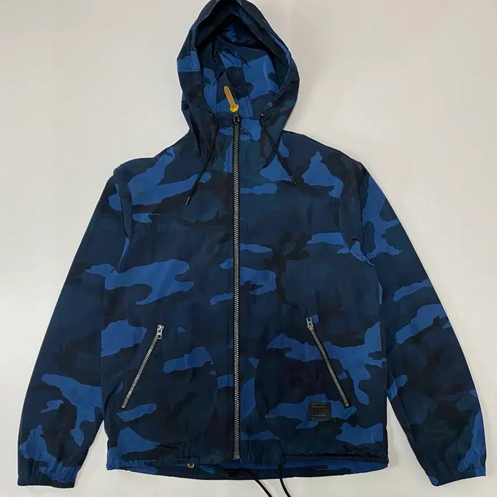 [BUNJANG] Coach Blue Camo Hooded Windbreaker Jacket / 코치 블루 카모 후드 바람막이
