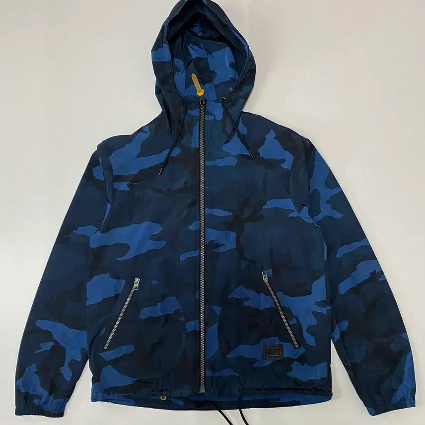 [BUNJANG] Coach Blue Camo Hooded Windbreaker Jacket / 코치 블루 카모 후드 바람막이