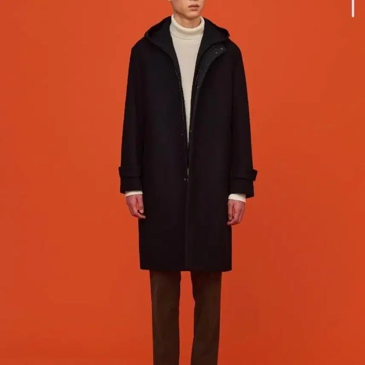 [BUNJANG] Beanpole Men Black Hooded Cashmere Long Coat / 빈폴멘 블랙 후드 롱 캐시미어 코트