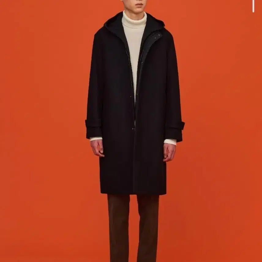 [BUNJANG] Beanpole Men Black Hooded Cashmere Long Coat / 빈폴멘 블랙 후드 롱 캐시미어 코트
