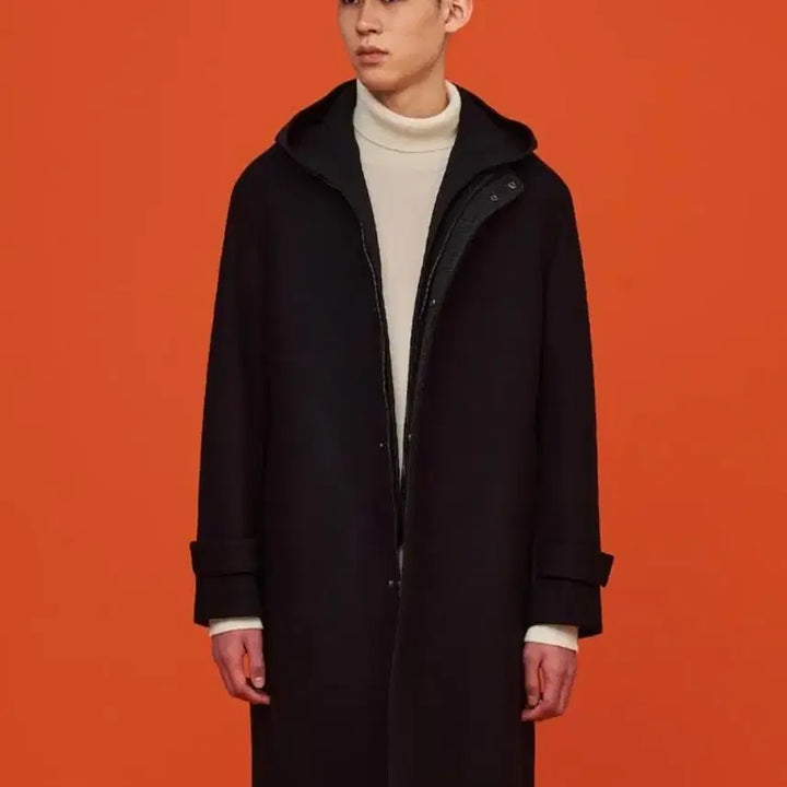 [BUNJANG] Beanpole Men Black Hooded Cashmere Long Coat / 빈폴멘 블랙 후드 롱 캐시미어 코트