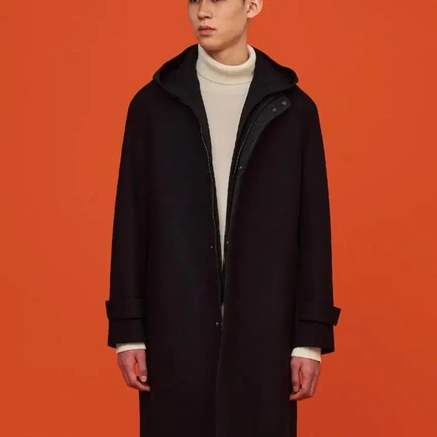 [BUNJANG] Beanpole Men Black Hooded Cashmere Long Coat / 빈폴멘 블랙 후드 롱 캐시미어 코트