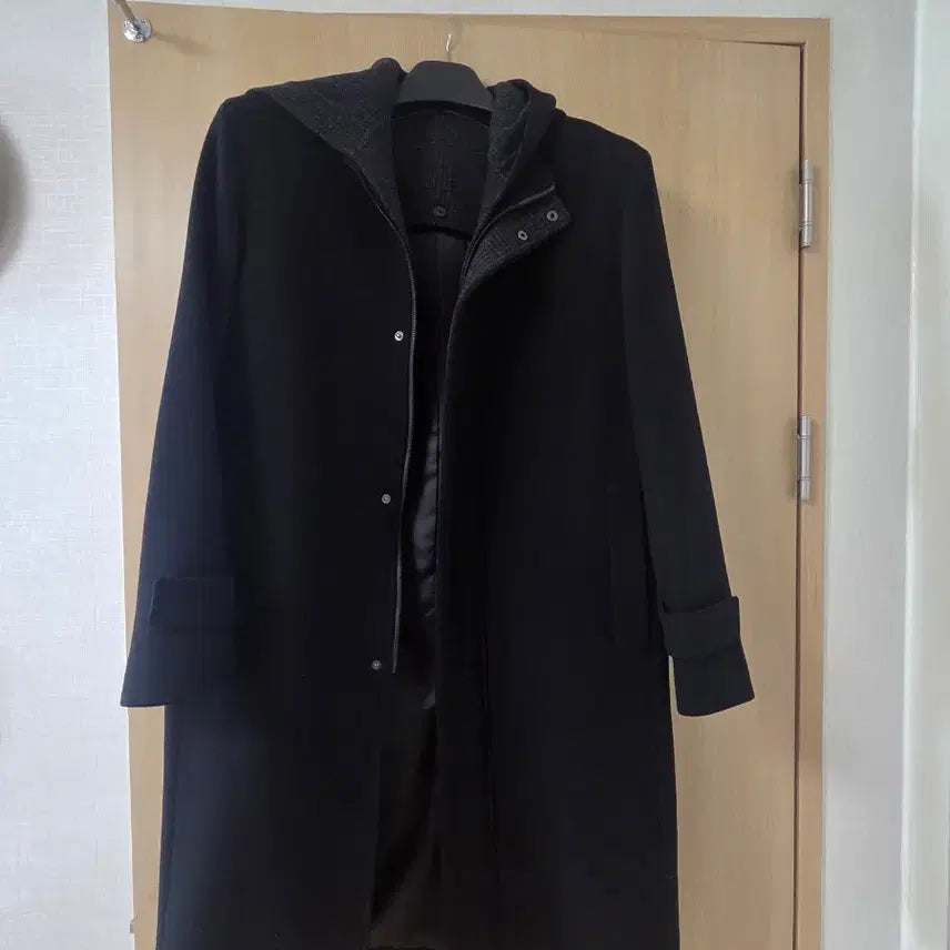 [BUNJANG] Beanpole Men Black Hooded Cashmere Long Coat / 빈폴멘 블랙 후드 롱 캐시미어 코트