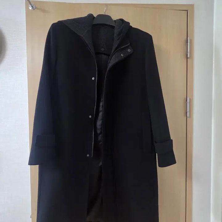[BUNJANG] Beanpole Men Black Hooded Cashmere Long Coat / 빈폴멘 블랙 후드 롱 캐시미어 코트