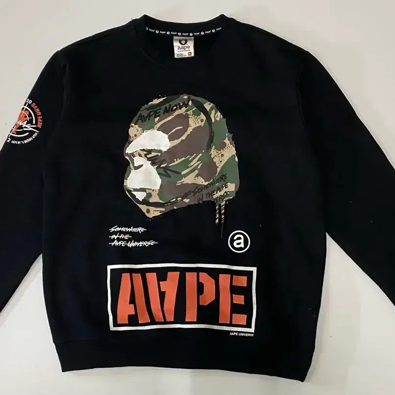 [BUNJANG] Aape 카모 Ape 헤드 블랙 맨투맨 / Aape 카모 Ape 헤드 블랙 맨투맨