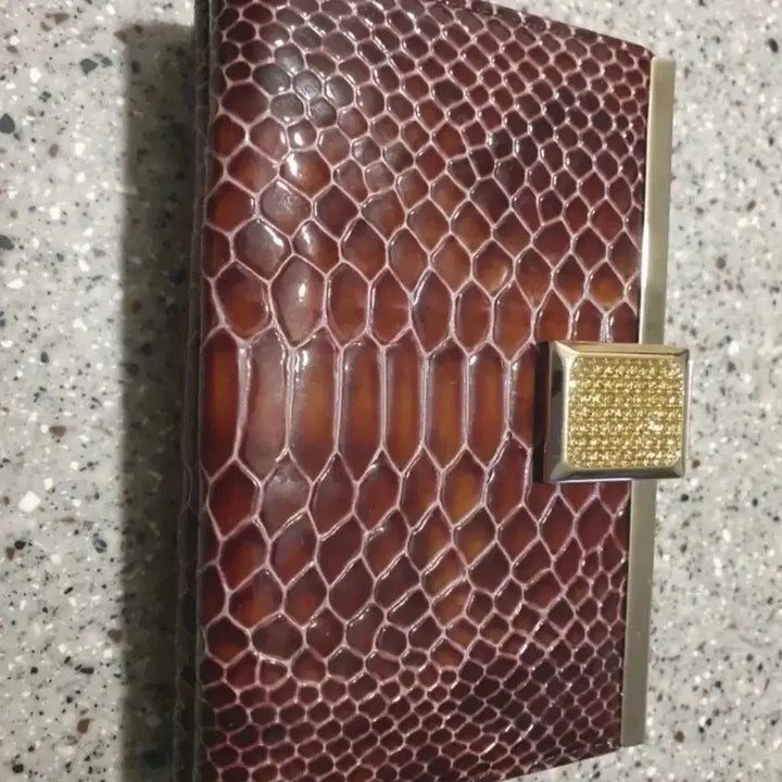 [BUNJANG] Renoma Brown Snakeskin Bifold Wallet / 브라운 뱀피 반지갑 여성 지갑 레노마