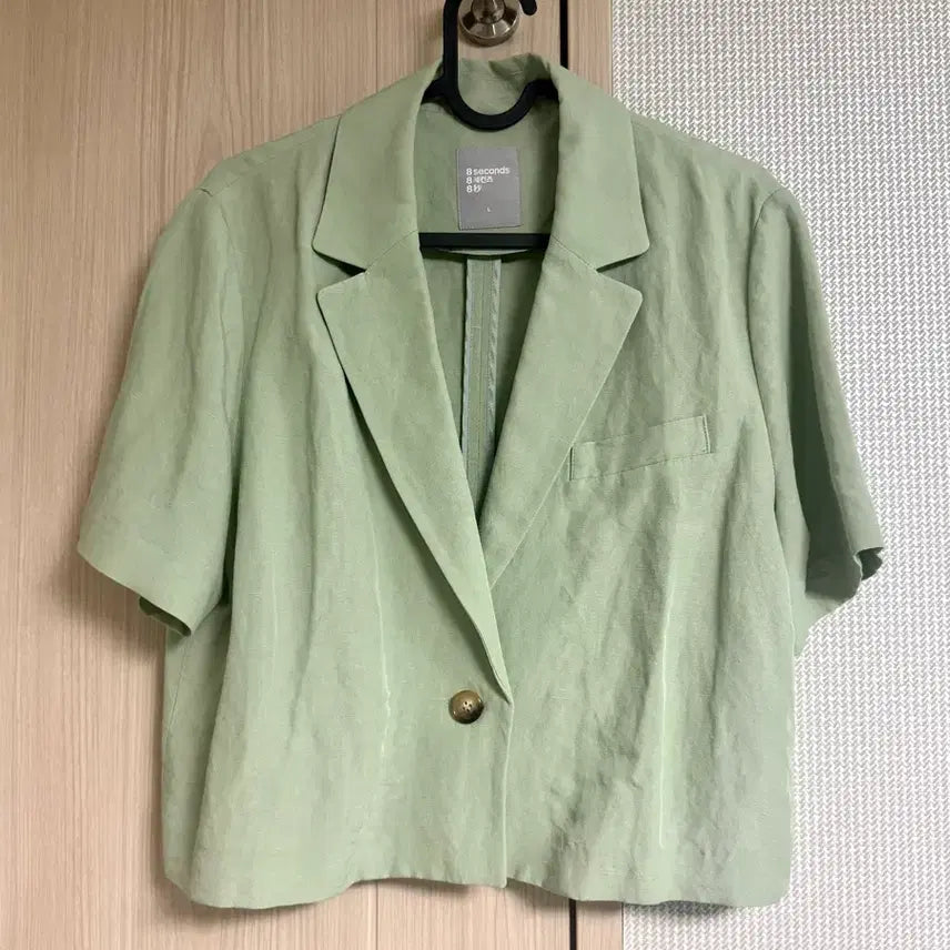 [BUNJANG] 8seconds Linen Short Sleeve Jacket Green Summer / 에잇세컨즈 반팔 린넨 자켓 연두 그린 여름 옷