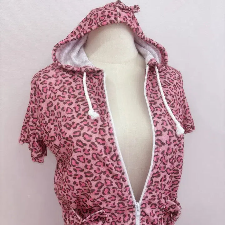 [BUNJANG] Japanese Vintage Pink Leopard Print Hoodie Set / 17번/핑크 레오파드 세트/일본빈티지