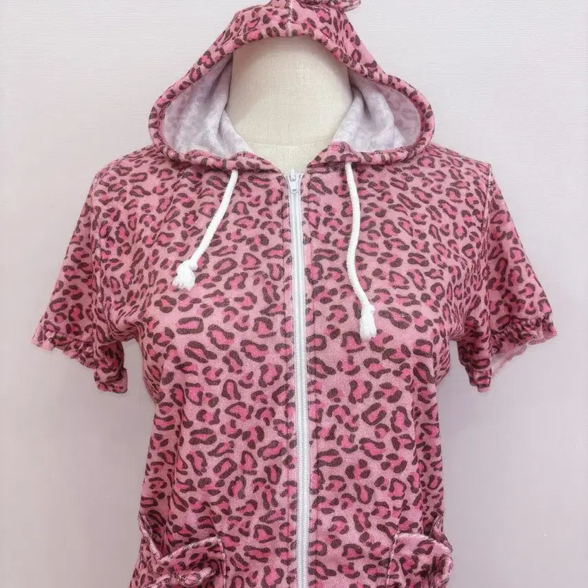 [BUNJANG] Japanese Vintage Pink Leopard Print Hoodie Set / 17번/핑크 레오파드 세트/일본빈티지