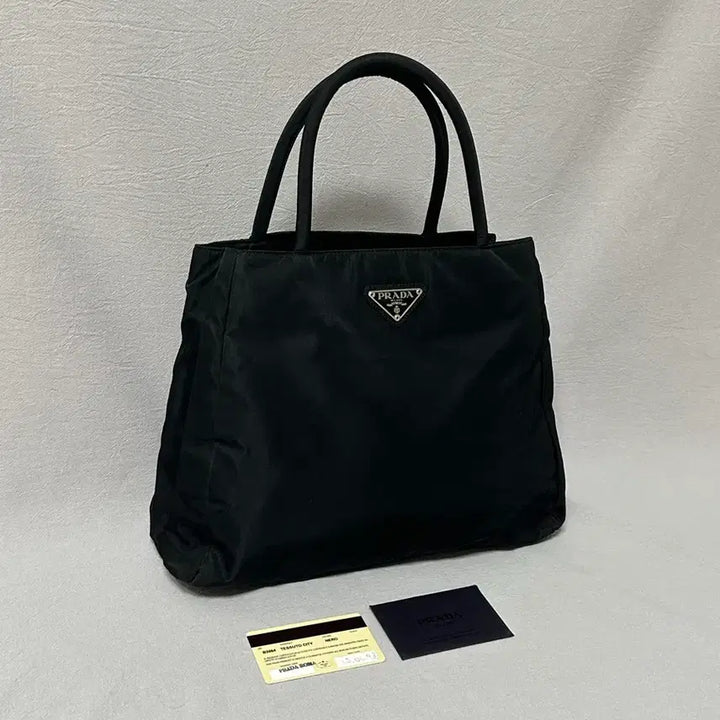 [BUNJANG] Prada Nylon Pocono Black Tote Bag with Guarantee Card / 프라다 블랙 토트백 + 개런티카드 나일론 포코노