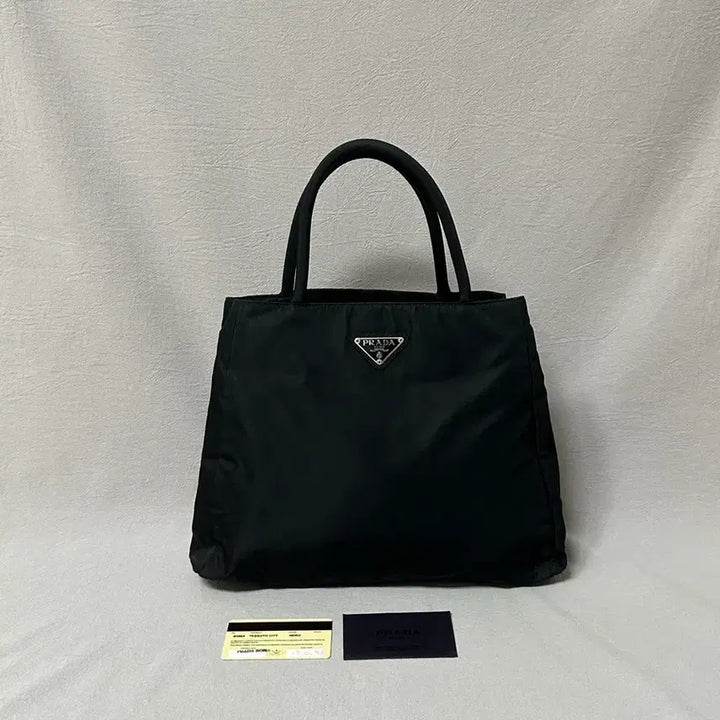 [BUNJANG] Prada Nylon Pocono Black Tote Bag with Guarantee Card / 프라다 블랙 토트백 + 개런티카드 나일론 포코노