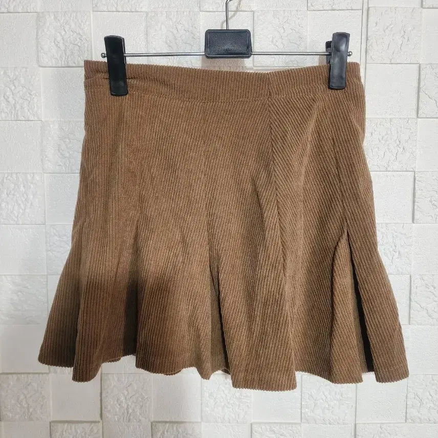 [BUNJANG] Corduroy Pleated Mini Skirt - Brown / 코듀로이 플리츠 미니스커트 브라운 새제품