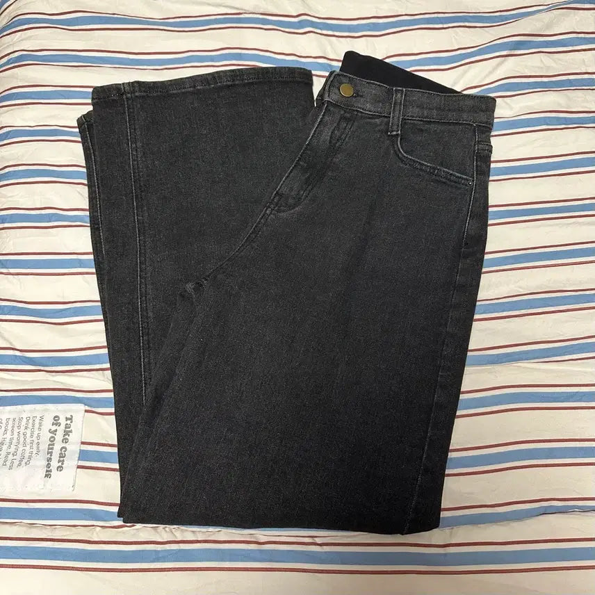 [BUNJANG] Wide Black Denim Pants (Size M) / 여성 와이드 흑청 바지 팬츠 m사이즈