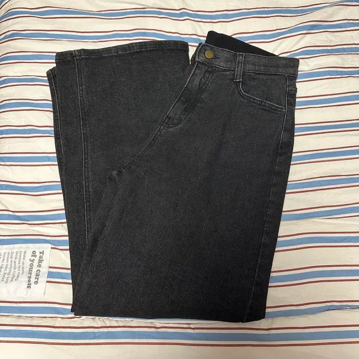 [BUNJANG] Wide Black Denim Pants (Size M) / 여성 와이드 흑청 바지 팬츠 m사이즈