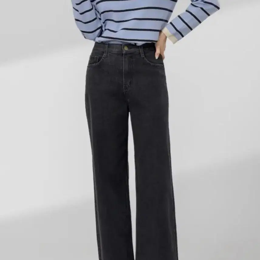 [BUNJANG] Wide Black Denim Pants (Size M) / 여성 와이드 흑청 바지 팬츠 m사이즈