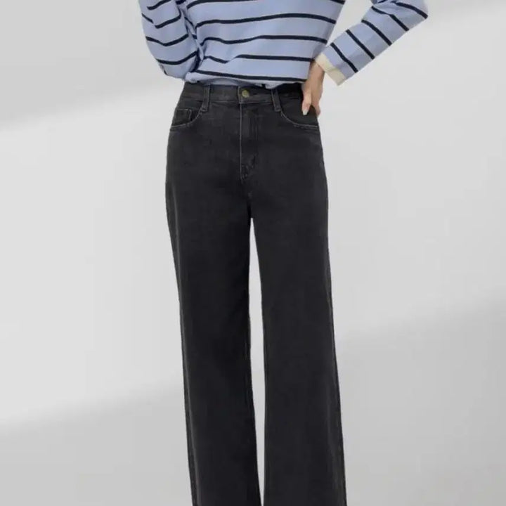 [BUNJANG] Wide Black Denim Pants (Size M) / 여성 와이드 흑청 바지 팬츠 m사이즈