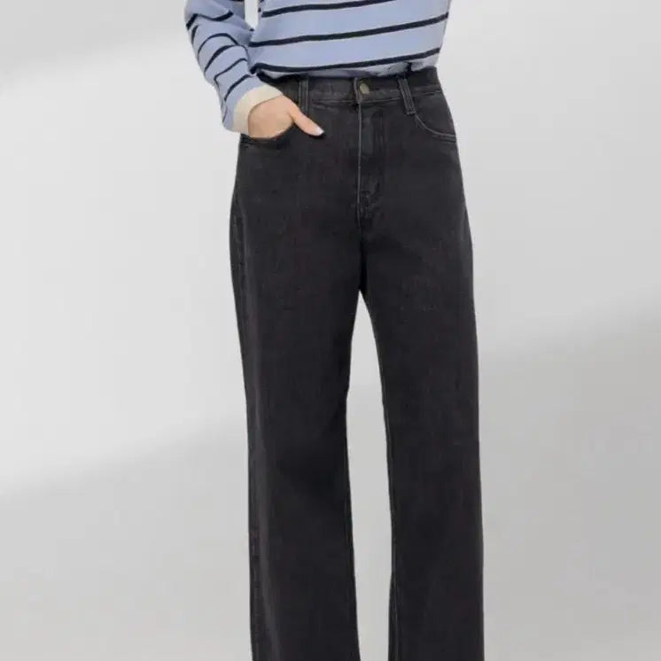 [BUNJANG] Wide Black Denim Pants (Size M) / 여성 와이드 흑청 바지 팬츠 m사이즈