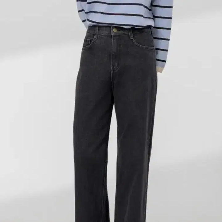 [BUNJANG] Wide Black Denim Pants (Size M) / 여성 와이드 흑청 바지 팬츠 m사이즈